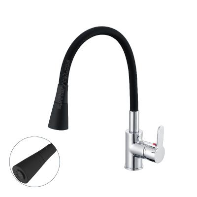 Kitchen mixer with flexible spout, black