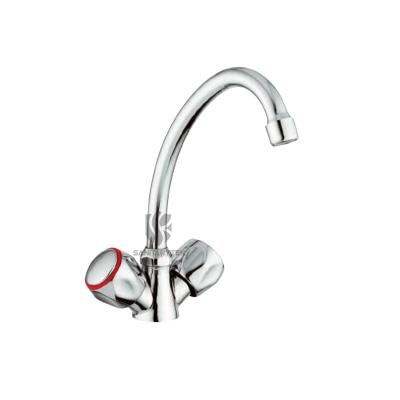 Kitchen sink mixer with high swivel spout