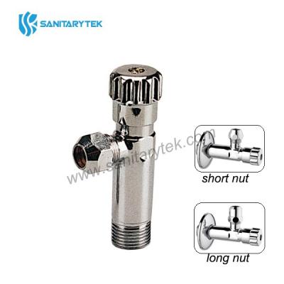 Long angle valve with short nut, chrome plated