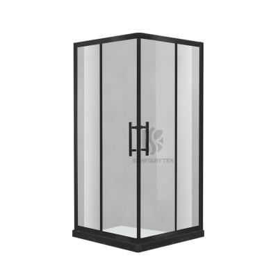 Matt black square corner entry shower enclosure