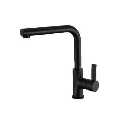 Matte black single lever sink mixer with pull-out spray