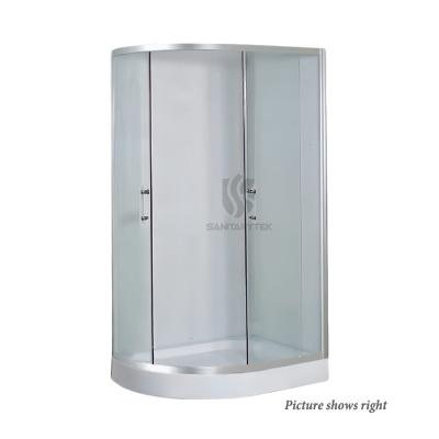 Offset quadrant shower enclosure with raised tray