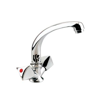 One hole sink mixer with swiveling casted spout