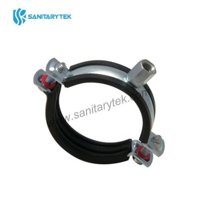 Pipe clamp with rubber profile and combi nut