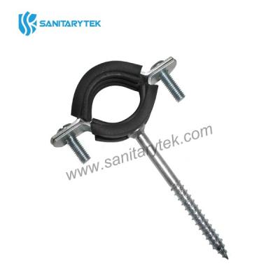 Pipe clamp with rubber profile (welded wood screw)