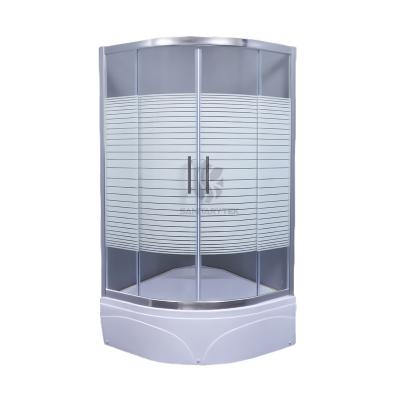 Quadrant shower enclosure with semi-deep tray