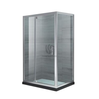 Rectangular pivot door shower enclosure