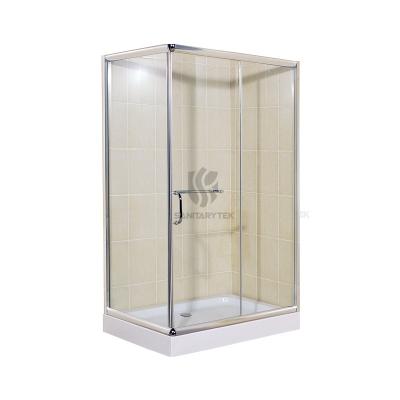 Rectangular shower enclosure with shower tray