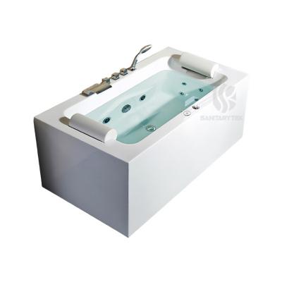 Rectangular whirlpool bathtub in white