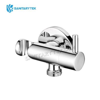 Round angle valve with shower holder, chrome