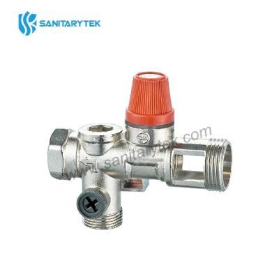 Safety group assembly for hot water storage heaters