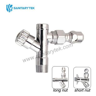 Screw angle valve with filter and articulated connection, chrome plated