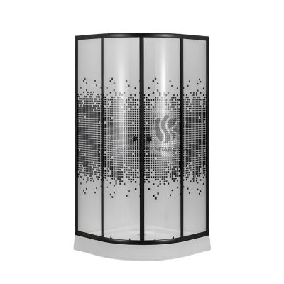 Sector shower enclosure with shower tray – Mosaic (black frame)