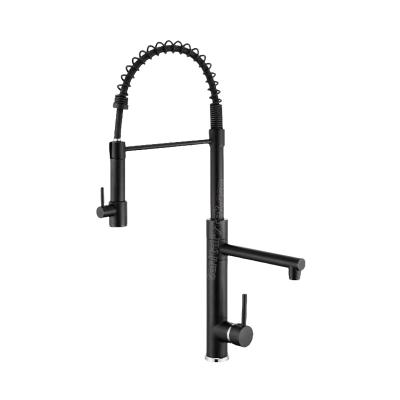 Matte black single handle pull down sprayer kitchen faucet