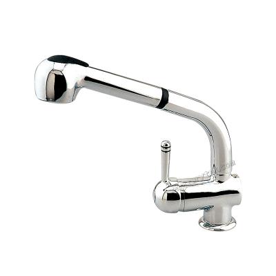 Chrome single-handle pull-out sprayer kitchen faucet