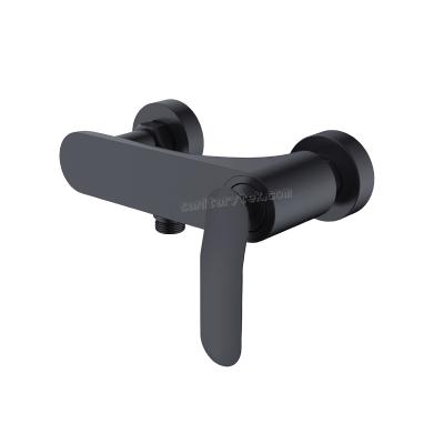 Matte black single lever wall mount shower mixer