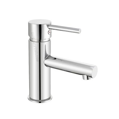 Single-hole basin mixer in chromed brass