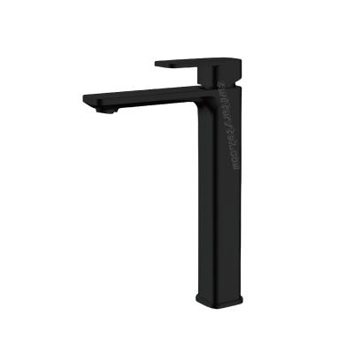 Matte black tall bathroom basin faucet