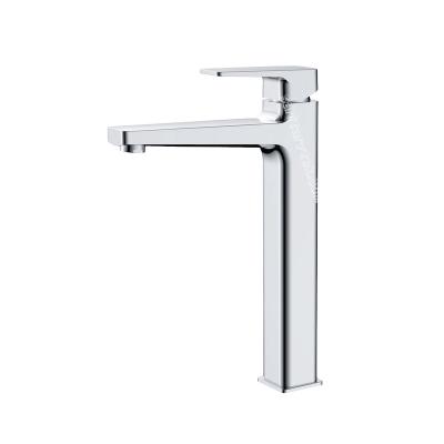 Chrome deck mounted single-handle vessel sink faucet