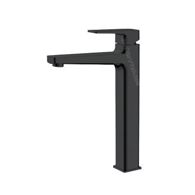 Matte black deck mounted single-handle vessel sink faucet