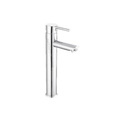 Single-hole basin mixer high in chromed brass