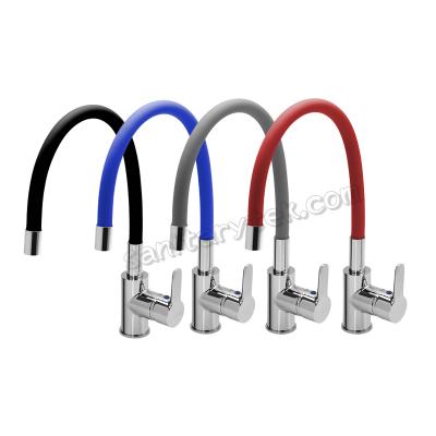 Single lever sink mixer brass faucet with flexible silicone spout