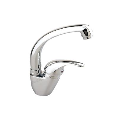 Single lever sink mixer deck mounted with swivel spout