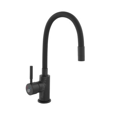 Single lever sink mixer with flexible spout, all black