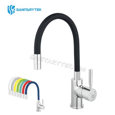 Single lever sink mixer with flexible spout