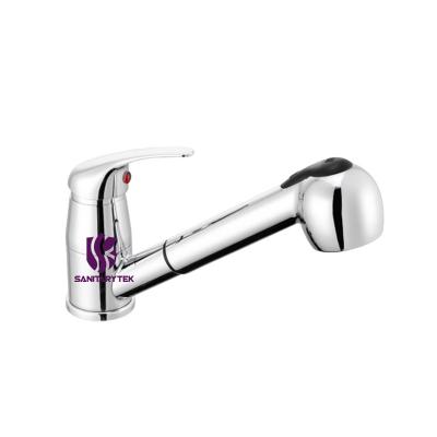 Single lever sink mixer with pull-out spray, chrome