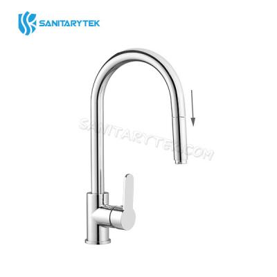 Single-lever sink mixer with swivel and extractable spout