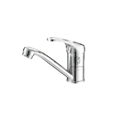 Single lever washbasin mixer with swivel spout