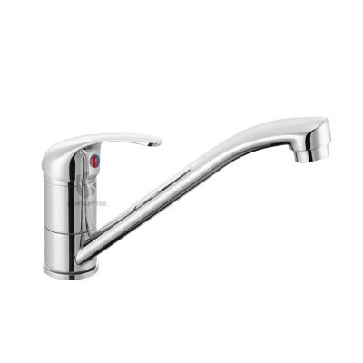 Sink faucet with flat spout pipe, chrome