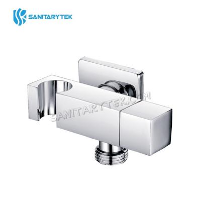 Square angle valve with shower holder, chrome