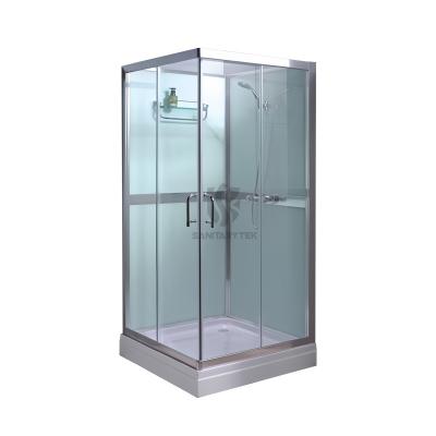 Square shower enclosure with double sliding door