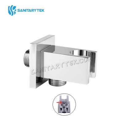 Square shower holder with integrated stop valve