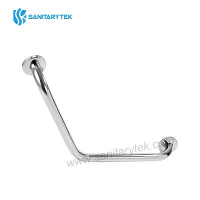 Stainless steel angled grab bar, brushed