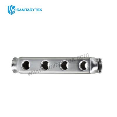 Stainless steel bar manifold, bilateral outlets