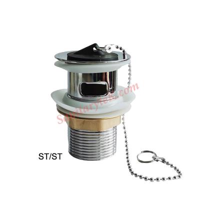 Stainless steel basin waste slotted, poly plug with chain