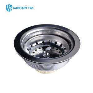 Stainless steel drain assembly with strainer basket