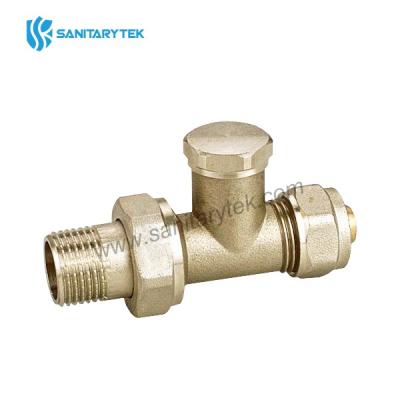 Straight return radiator valve with screw connection for multilayer pipes