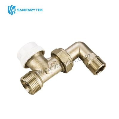 Straight thermostatic valve with male connection, angle fitting and protection cap