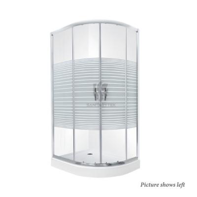 Striped glass sliding shower enclosure with tray, 100x80 cm