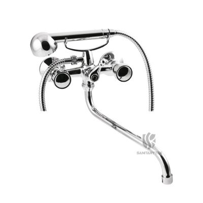 Traditional bath mixer with shower wall mounted long spout