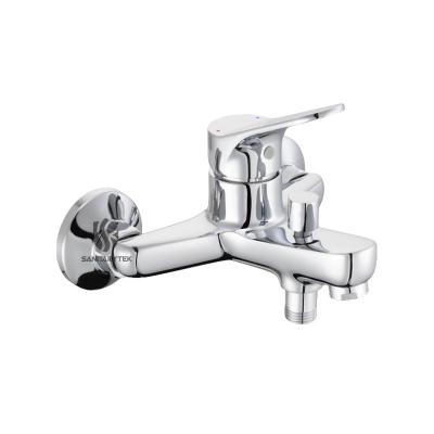 Single handle bath faucet, wall mounted, chrome