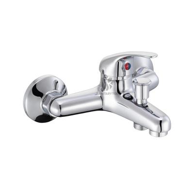 Single handle bathtub faucet, wall mounted, chrome