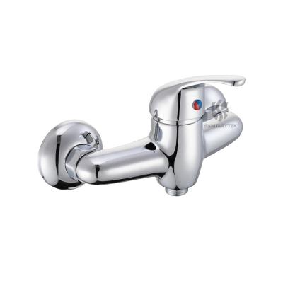 Single handle shower faucet, wall mounted, chrome