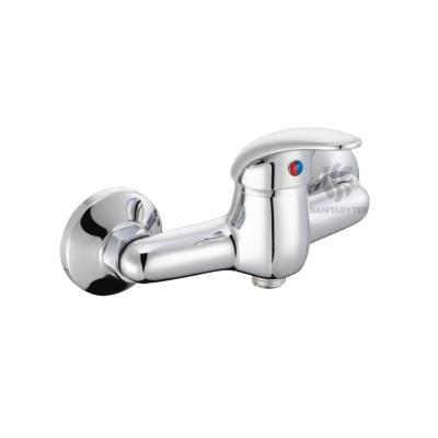 Single handle shower faucet, wall mounted, chrome