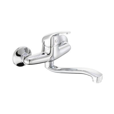 Wall-mounted kitchen sink mixer with swivel spout