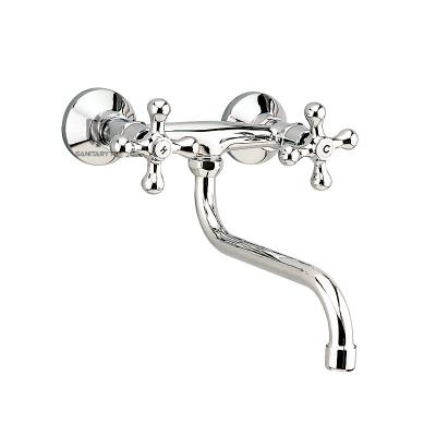 Wall-mounted sink mixer with S type swivel spout